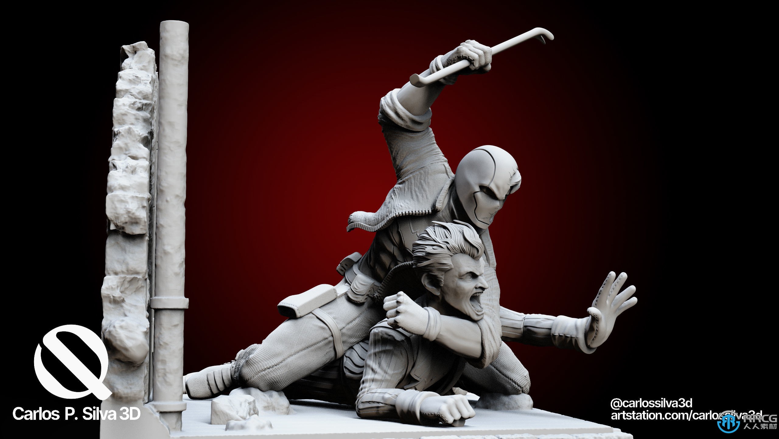 红头罩大战小丑角色雕塑3D打印模型