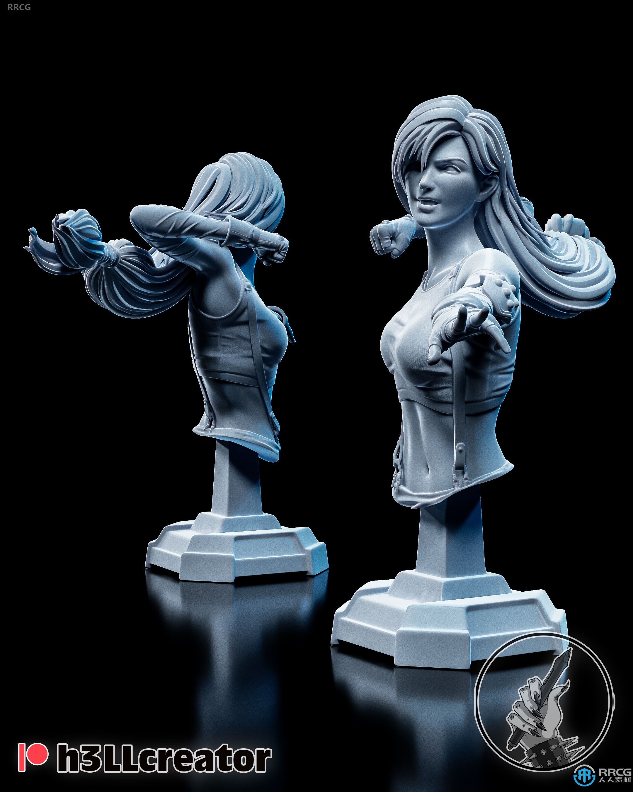 Tifa蒂法最终幻想7游戏角色雕塑3D模型