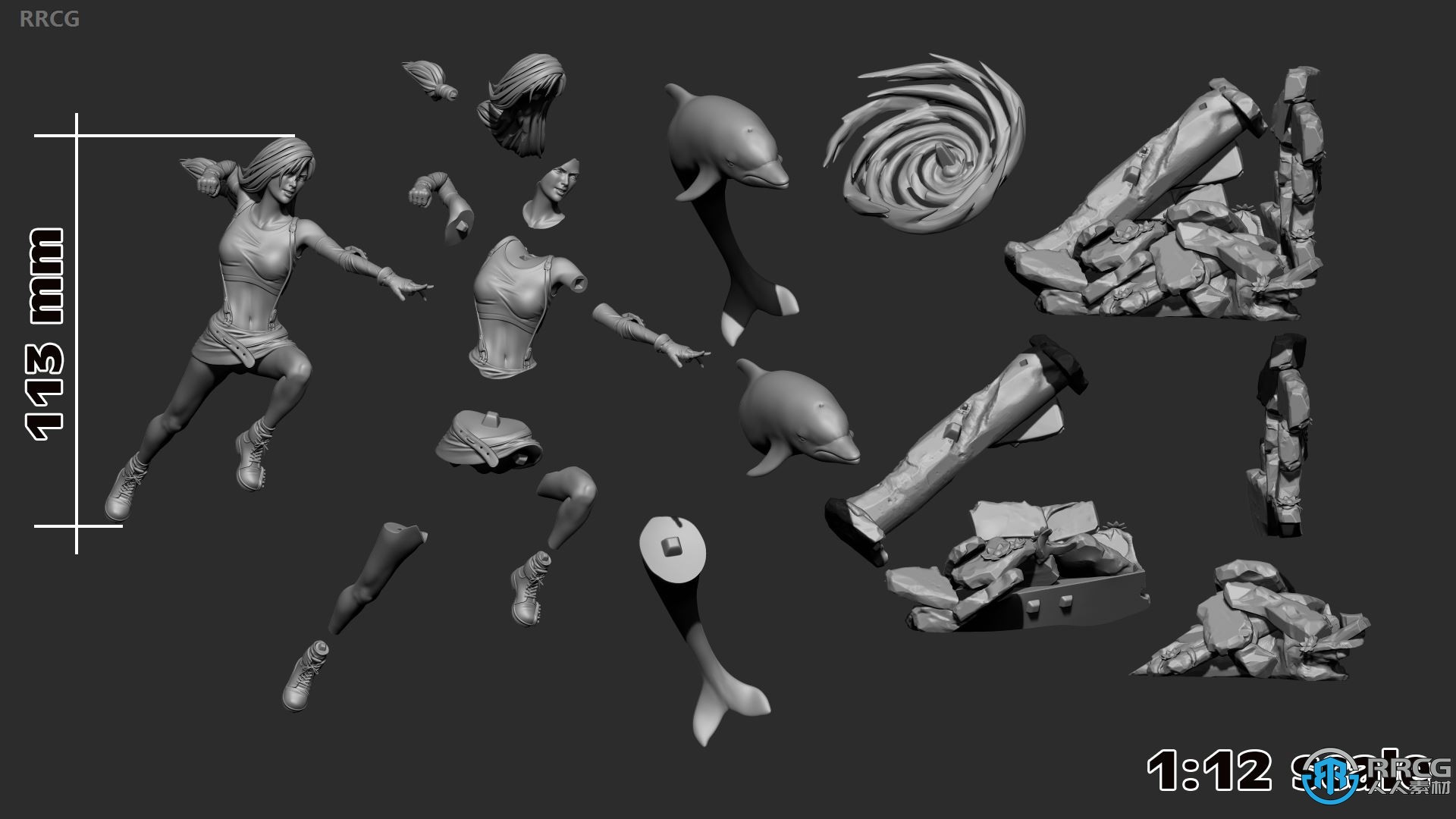 Tifa蒂法最终幻想7游戏角色雕塑3D模型