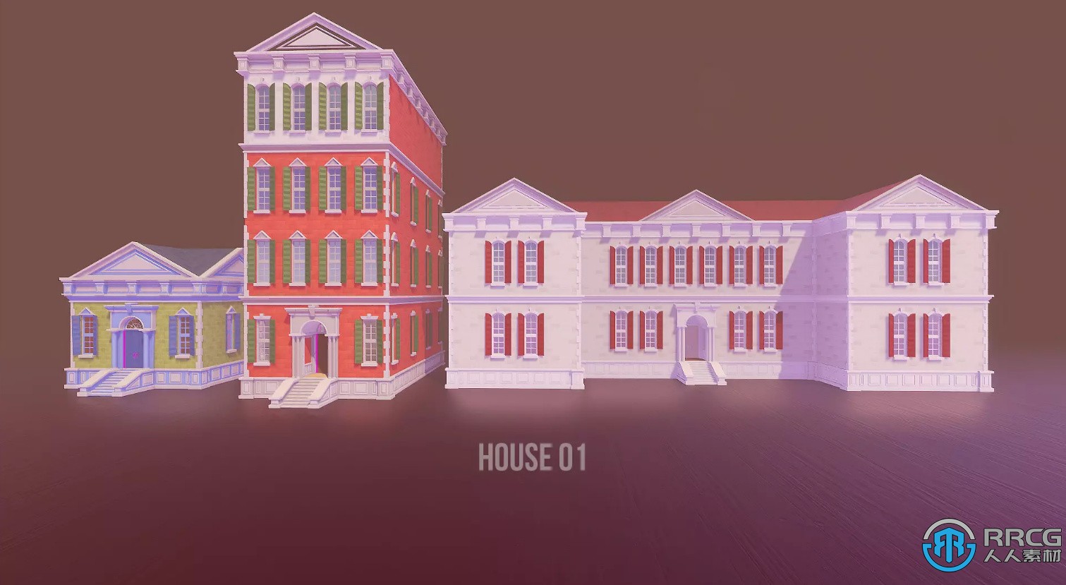 模块化风格的殖民地城镇场景Unity游戏素材资源
