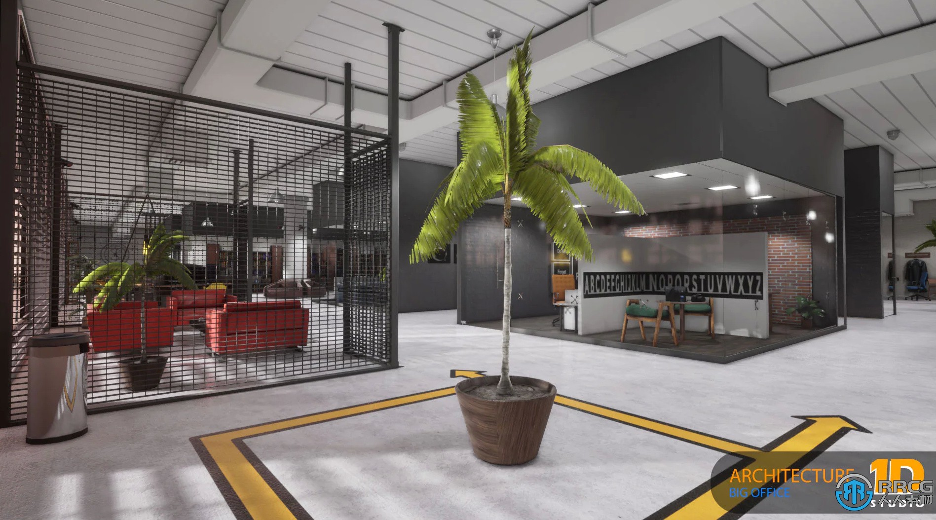大型现代办公室室内环境场景Unreal Engine游戏素材资源