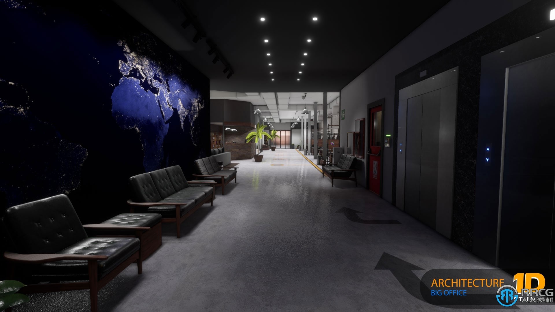 大型现代办公室室内环境场景Unreal Engine游戏素材资源