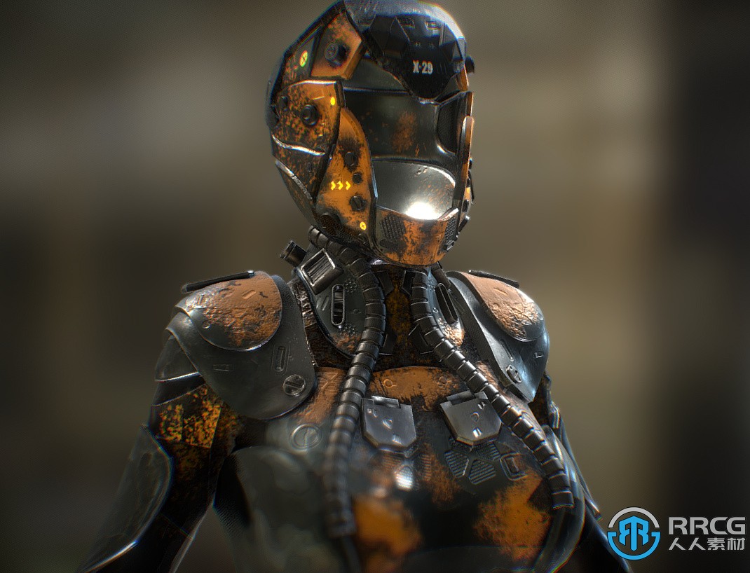 科幻朋克盔甲女性服饰3D模型