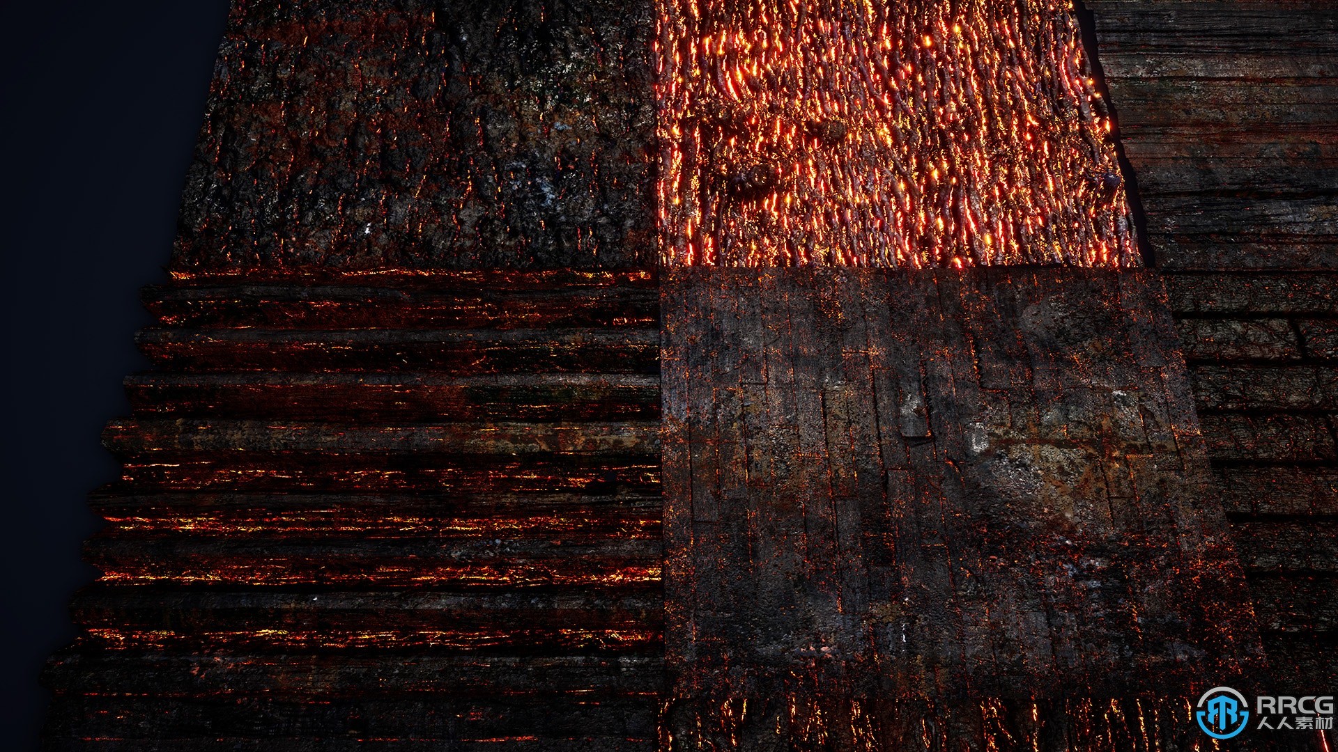 12组燃烧木材材质Unreal Engine游戏素材资源