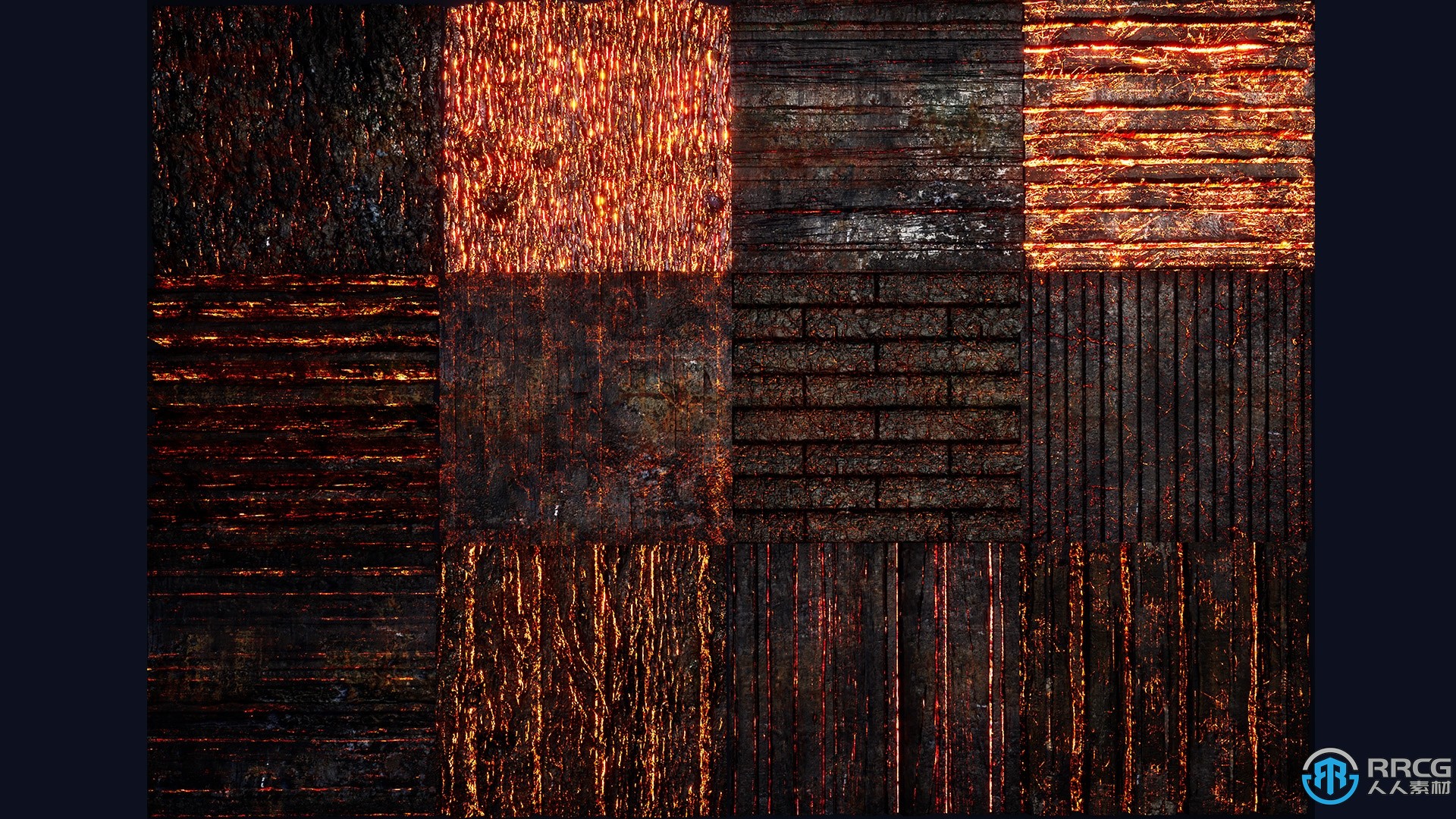 12組燃燒木材材質Unreal Engine游戲素材資源