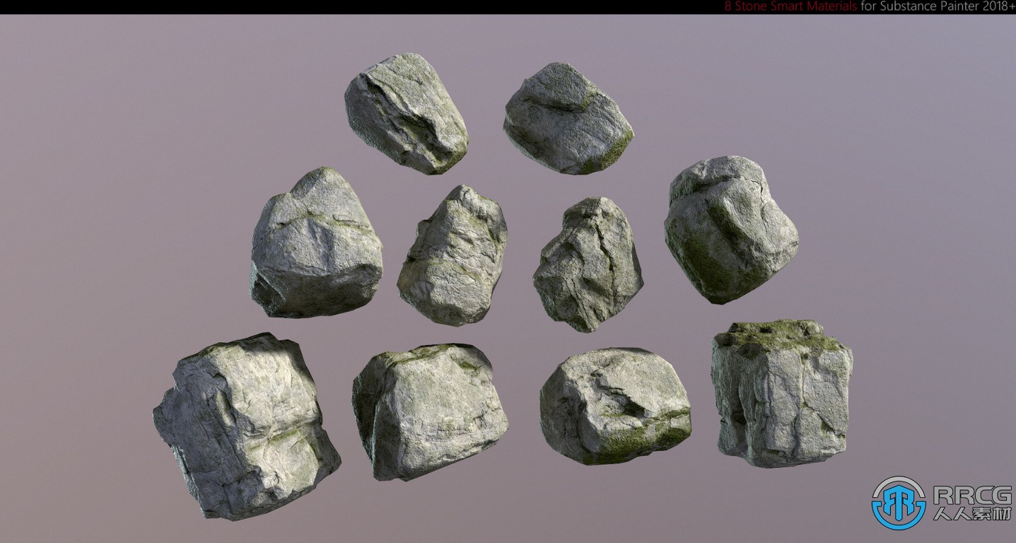 8组石头智能PBR纹理材质合集 spsm格式