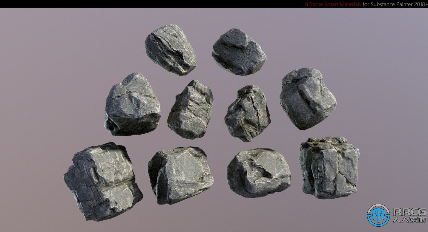 8组石头智能PBR纹理材质合集 spsm格式