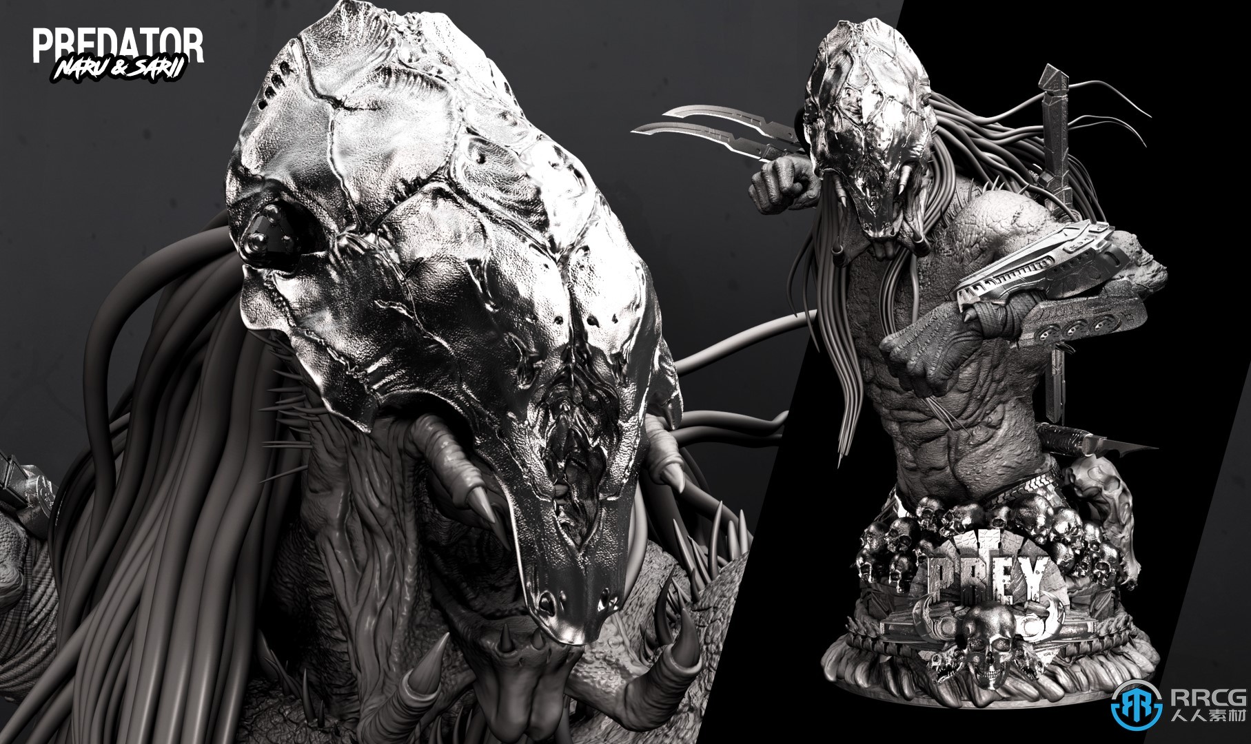 铁血战士猎物影视角色Naru雕塑3D打印模型