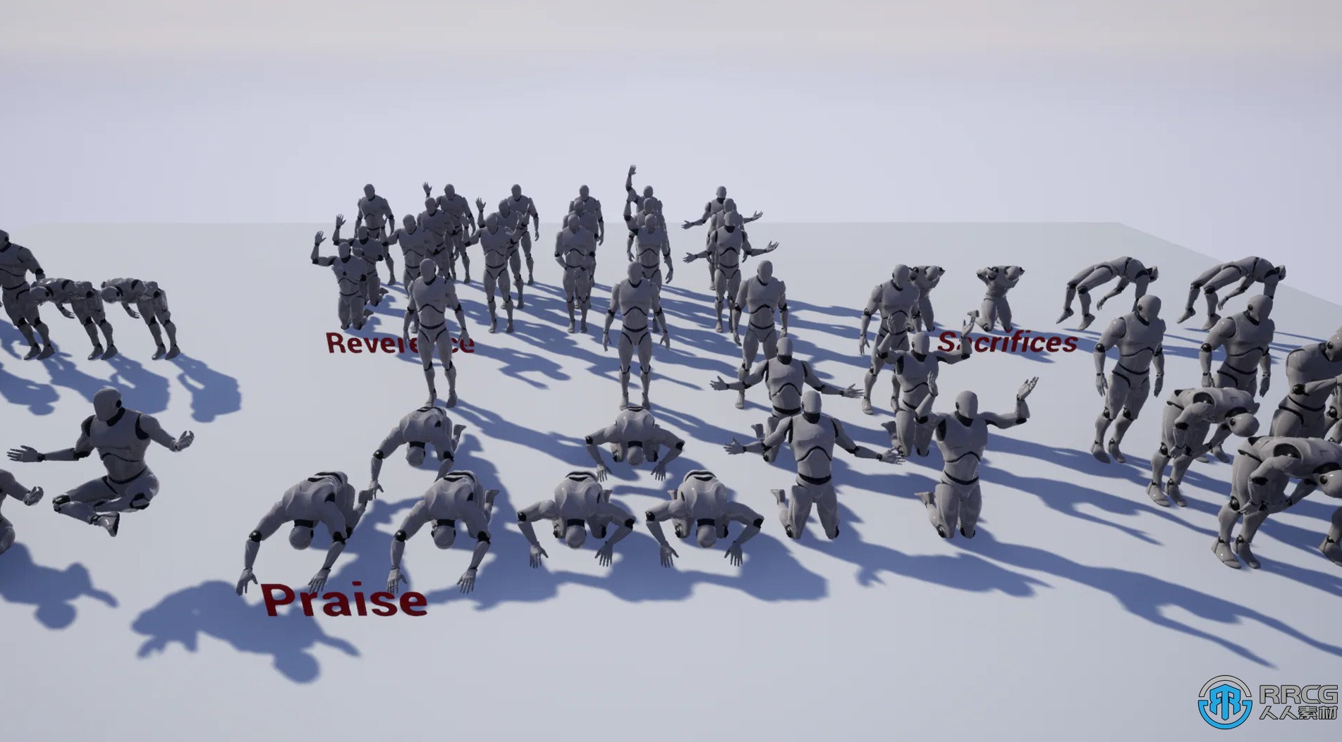 70组异能崇拜者邪教信徒朝拜动画Unreal Engine游戏素材资源