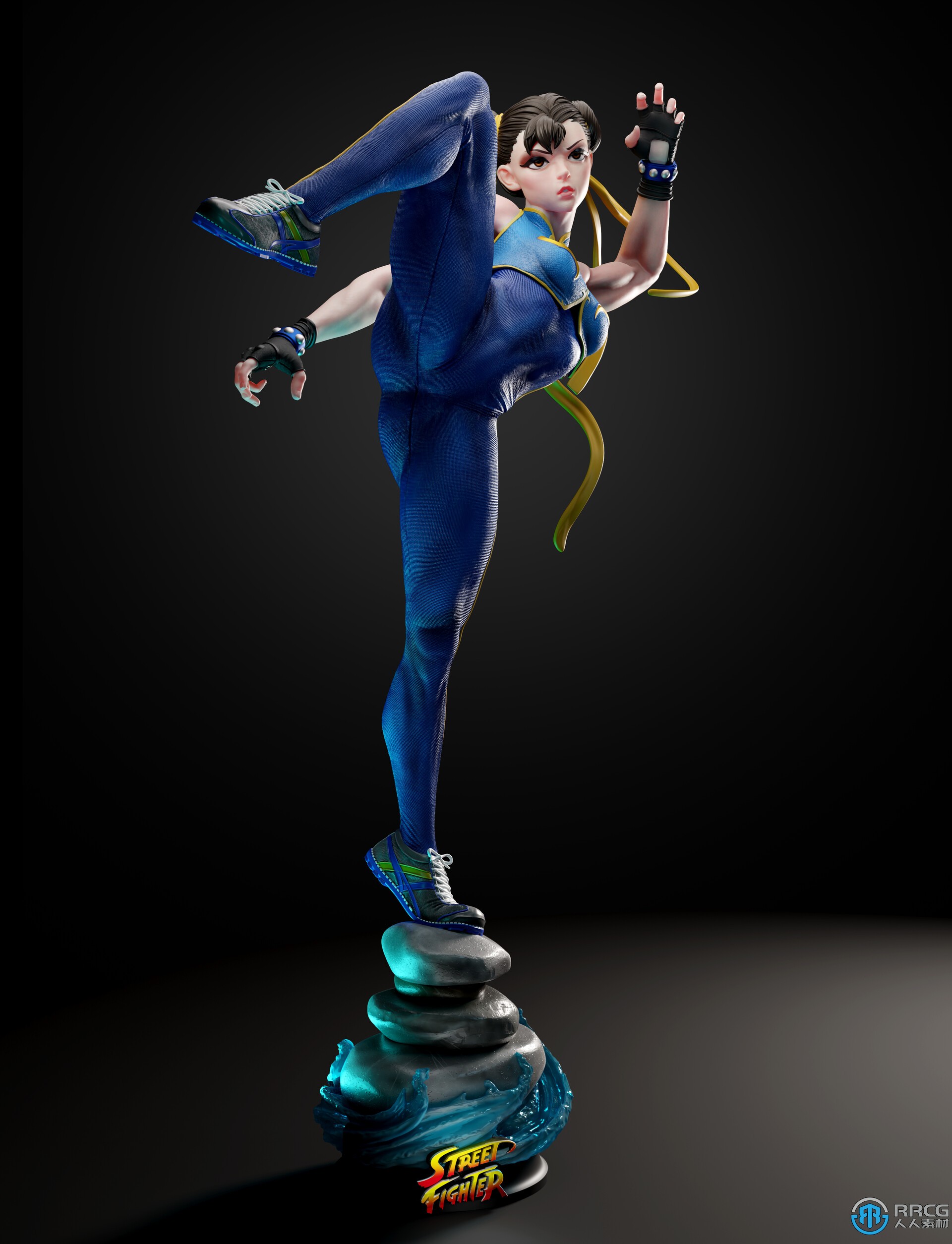 春丽前踢姿势街头霸王游戏角色雕刻3D打印模型