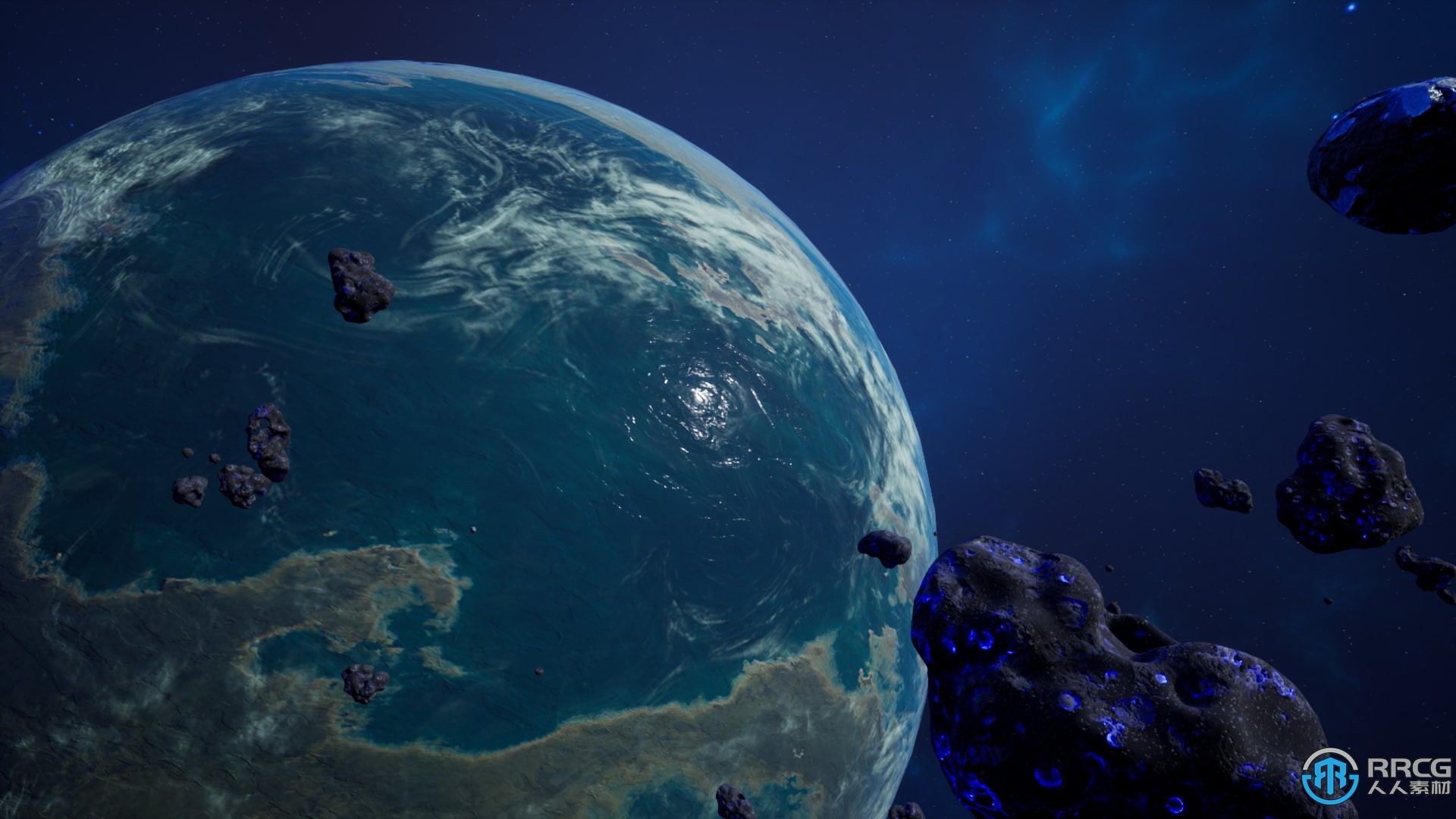 10組小行星模型與貼圖Unreal Engine游戲素材資源
