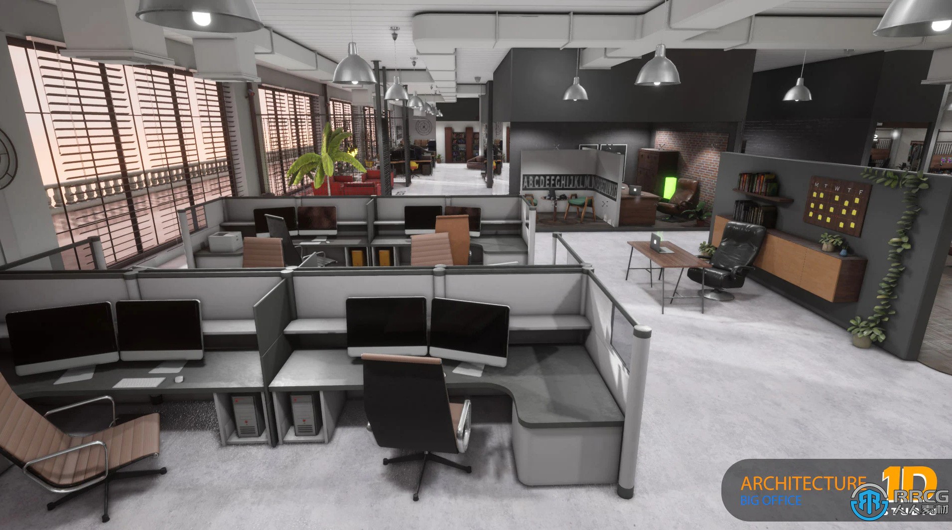 大型办公室室内环境场景Unreal Engine游戏素材资源
