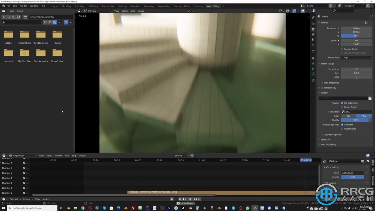Blender复古幽闭室内场景动画实例制作视频教程
