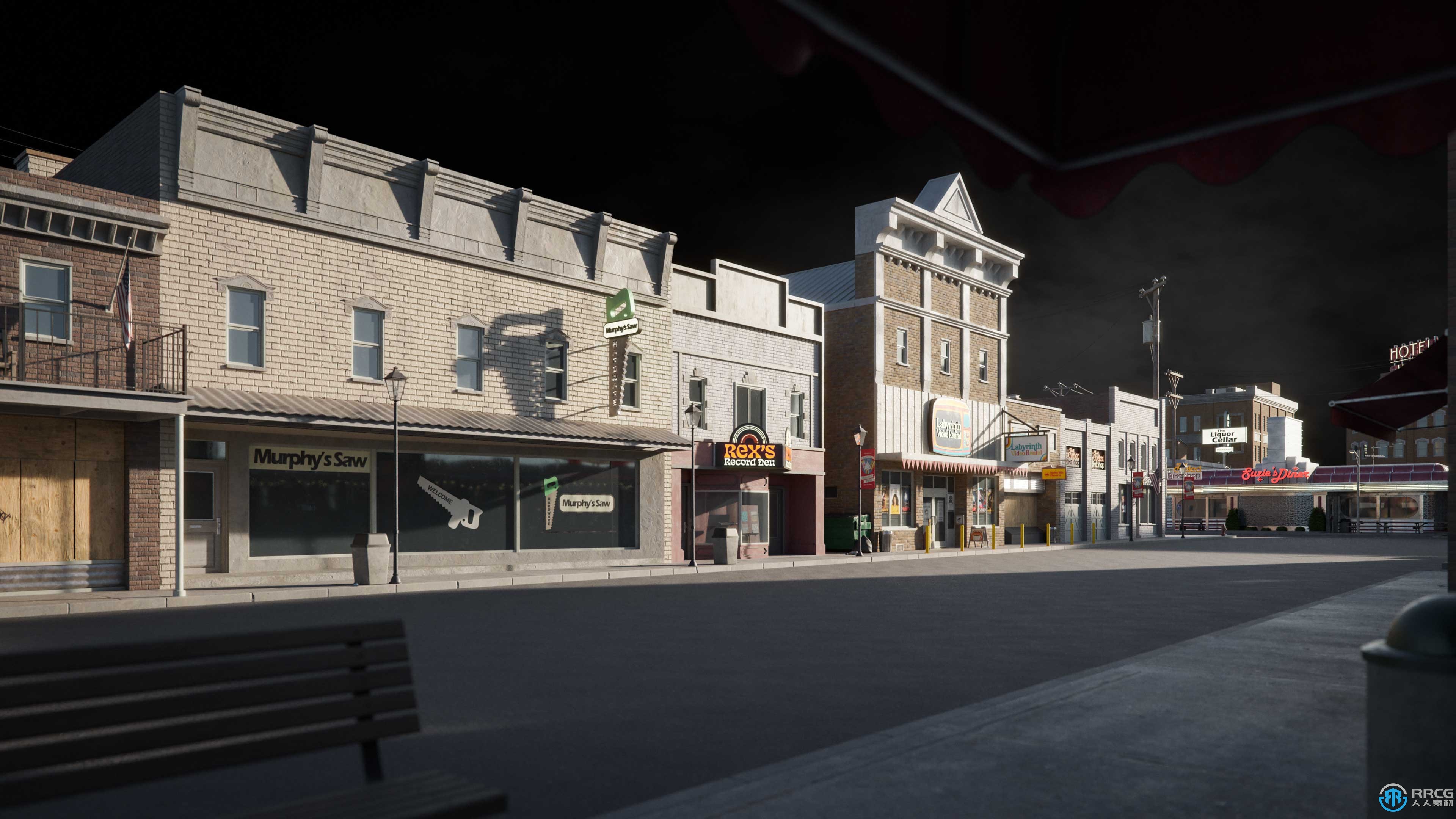 复古怀旧美国市区小镇建筑景观3D模型合集