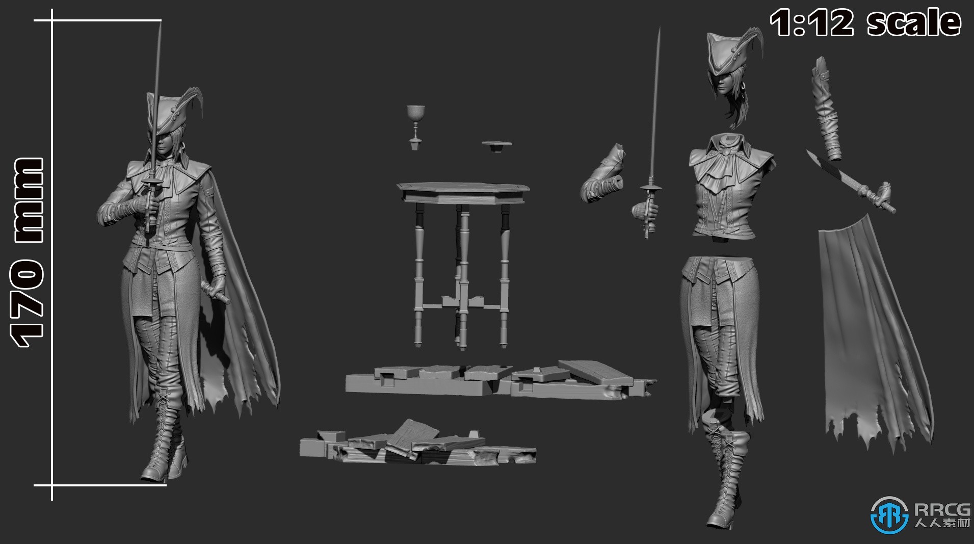 血源诅咒游戏角色玛利亚雕刻3D打印模型