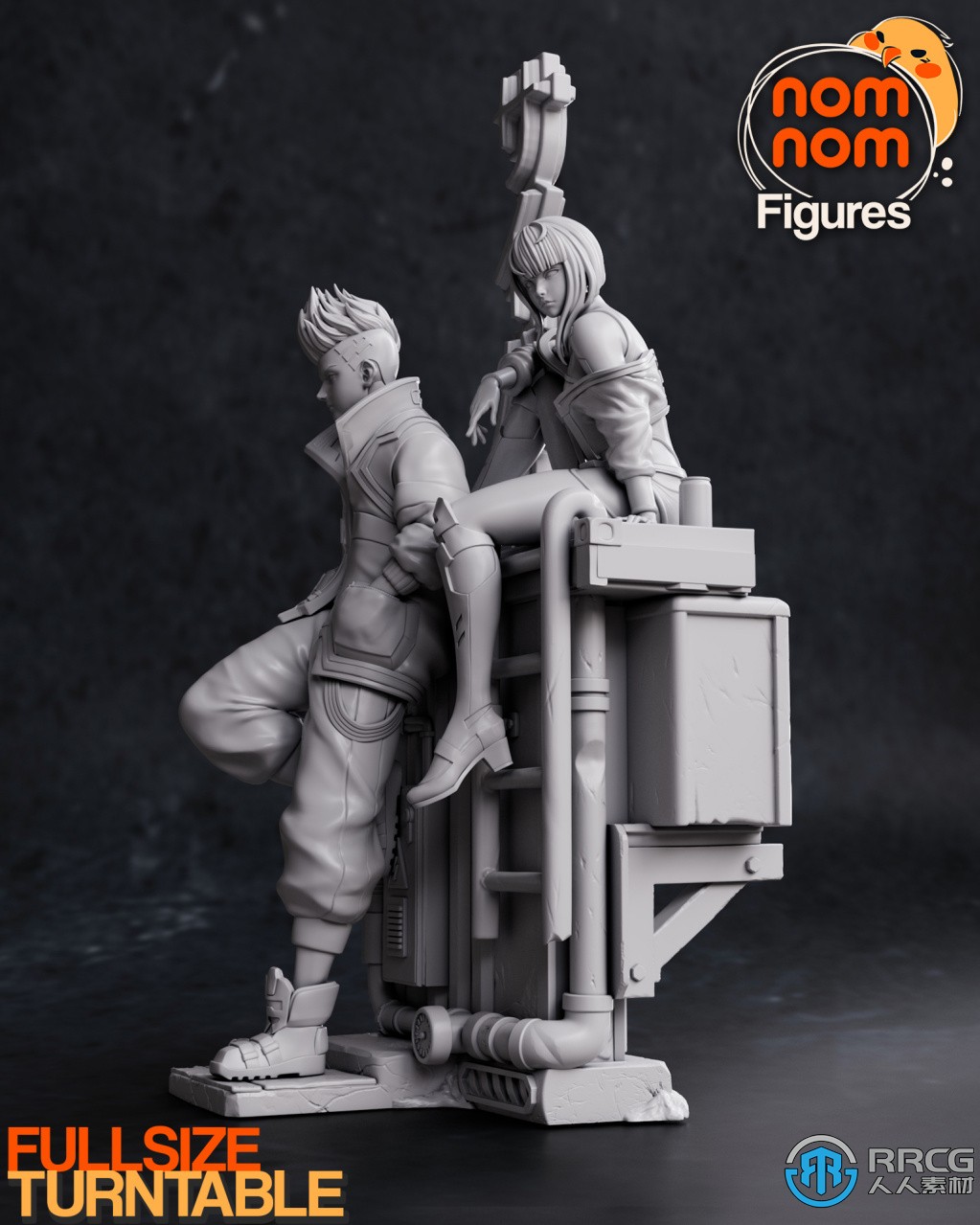 赛博朋克边缘行者动漫角色Lucy露西和David大卫雕塑3D打印模型