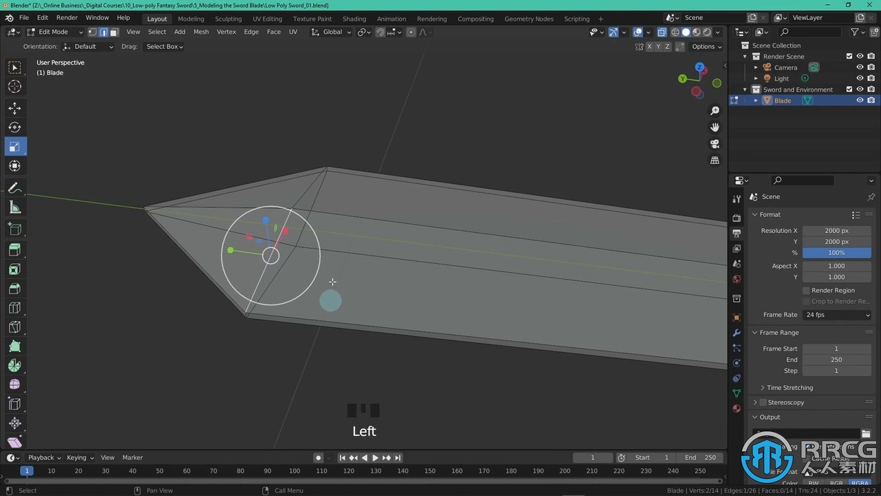 Blender游戏幻想刀剑武器低多边形模型完整制作视频教程
