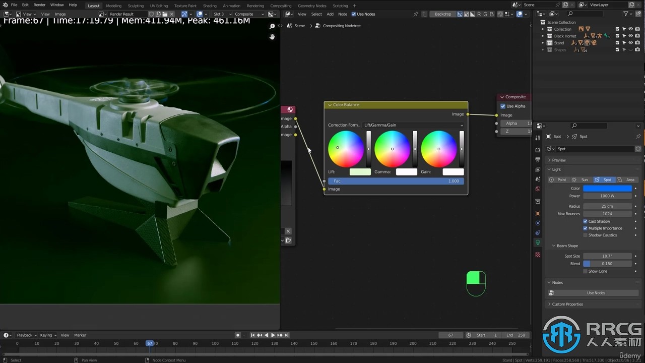 Blender纳米黑蜂无人机完整实例制作视频教程