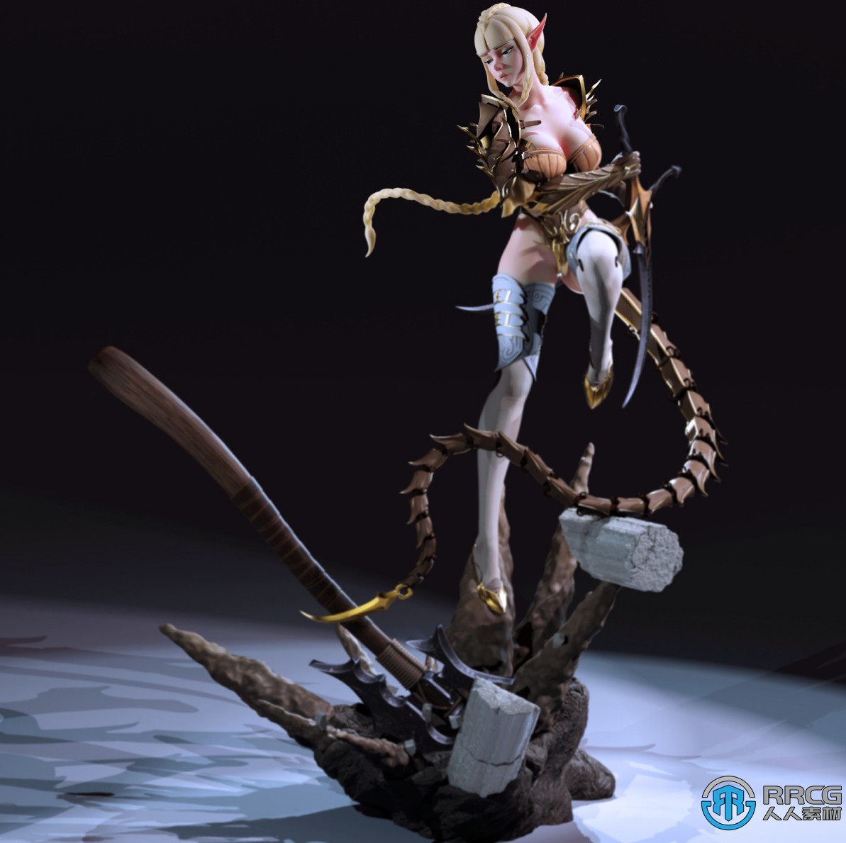 唯美女精靈刺客游戲角色雕塑3D打印模型