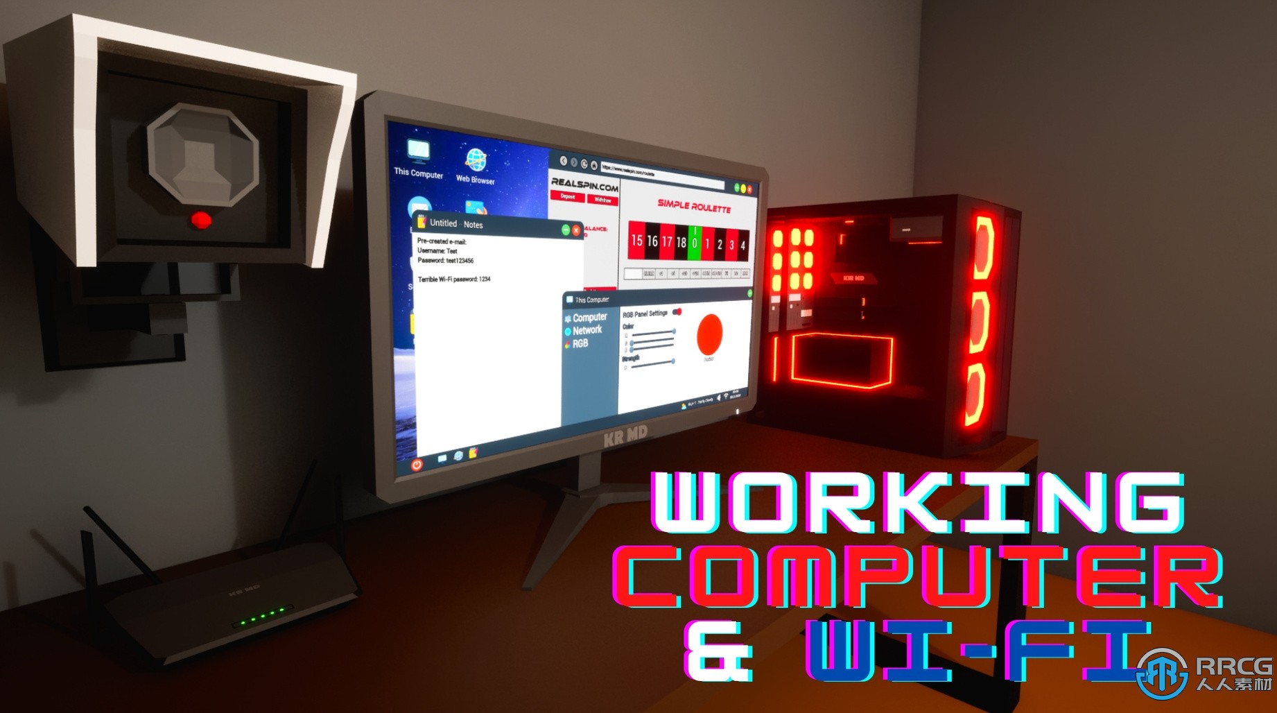 工作計算機電腦和Wi-Fi系統模擬Unreal Engine游戲素材資源
