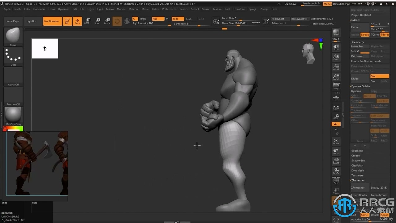 Zbrush战神游戏角色奎托斯实例雕刻建模全流程视频教程