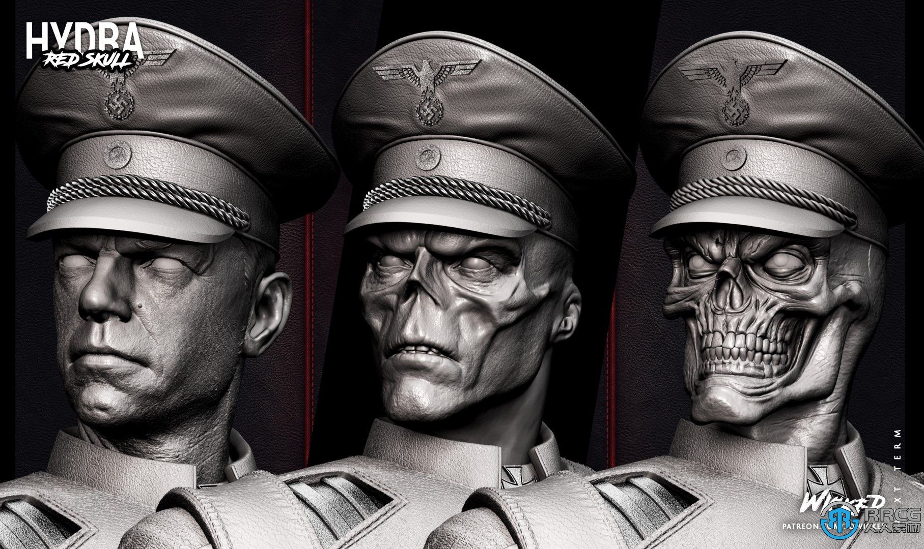 红骷髅漫威动漫角色雕塑3D打印模型