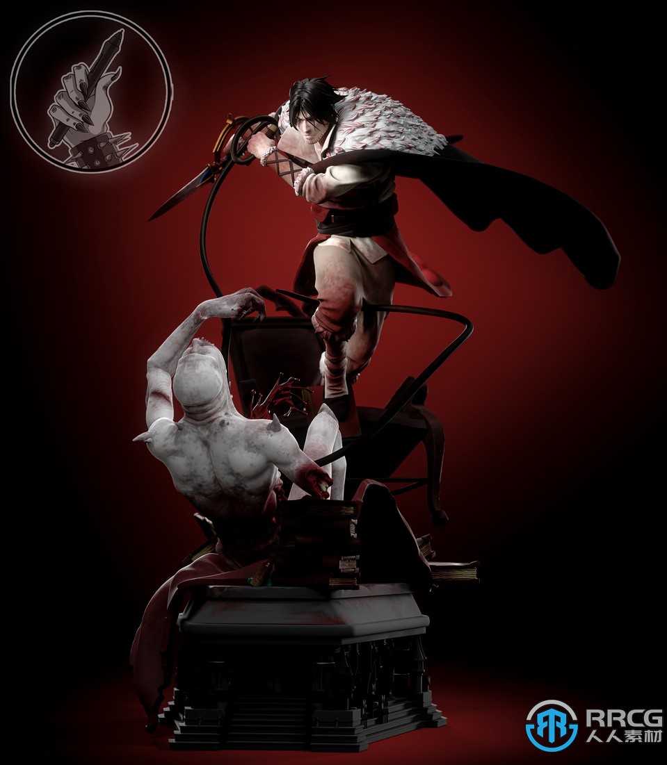 貝爾蒙特戰斗姿勢惡魔城游戲角色雕塑3D打印模型