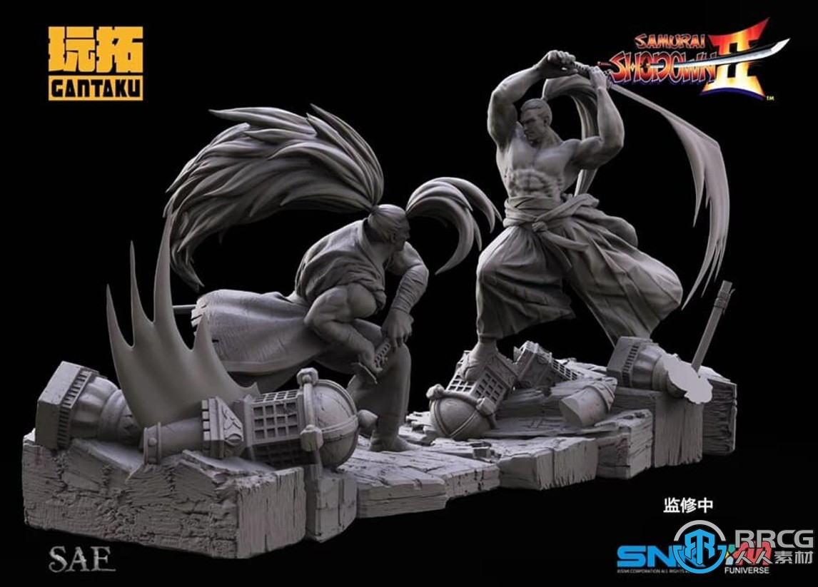 霸王丸对战牙神幻十郎侍魂游戏角色雕塑3D打印模型