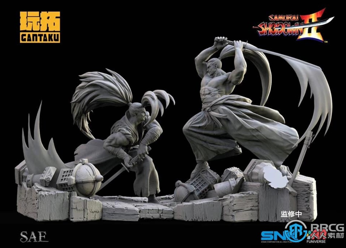 霸王丸对战牙神幻十郎侍魂游戏角色雕塑3D打印模型