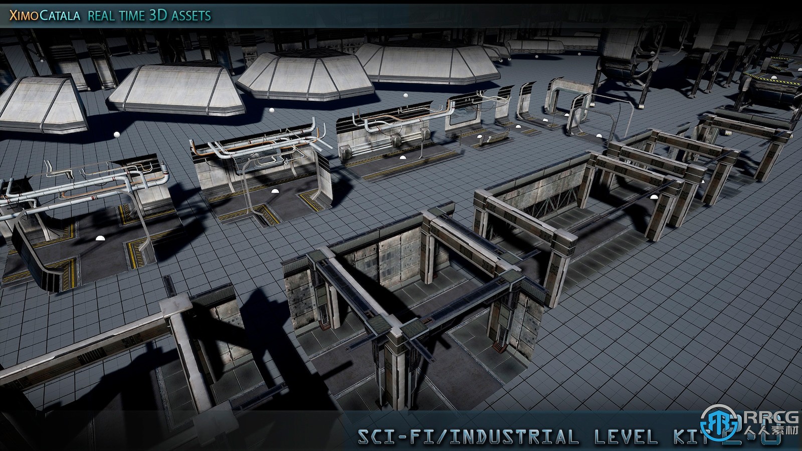 科幻工业建筑模块化环境场景Unreal Engine游戏素材资源
