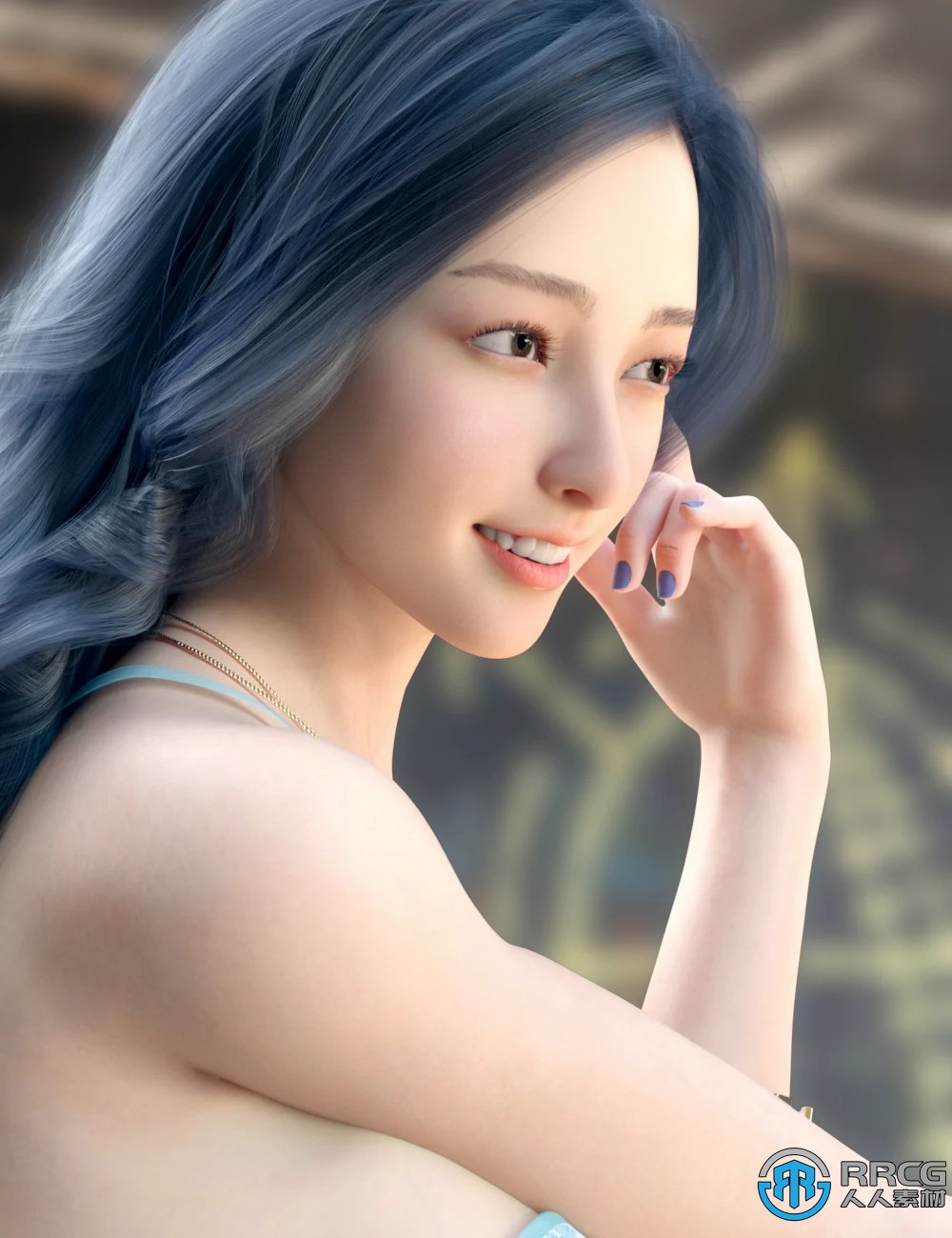 Daz亚裔女性表情妆容高清角色3D模型