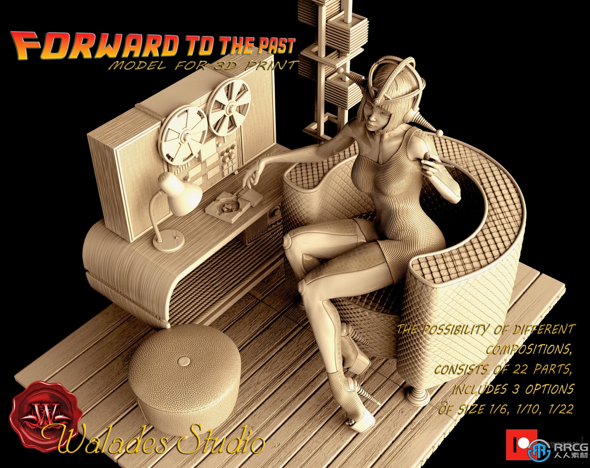 赛博朋克女机器人角色雕塑3D打印模型