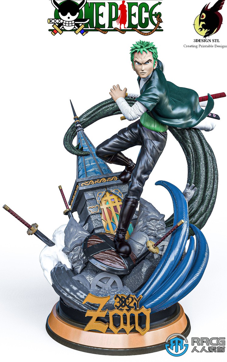 罗罗诺亚·索隆海贼王航海王动漫角色Roronoa Zoro雕塑3D打印模型