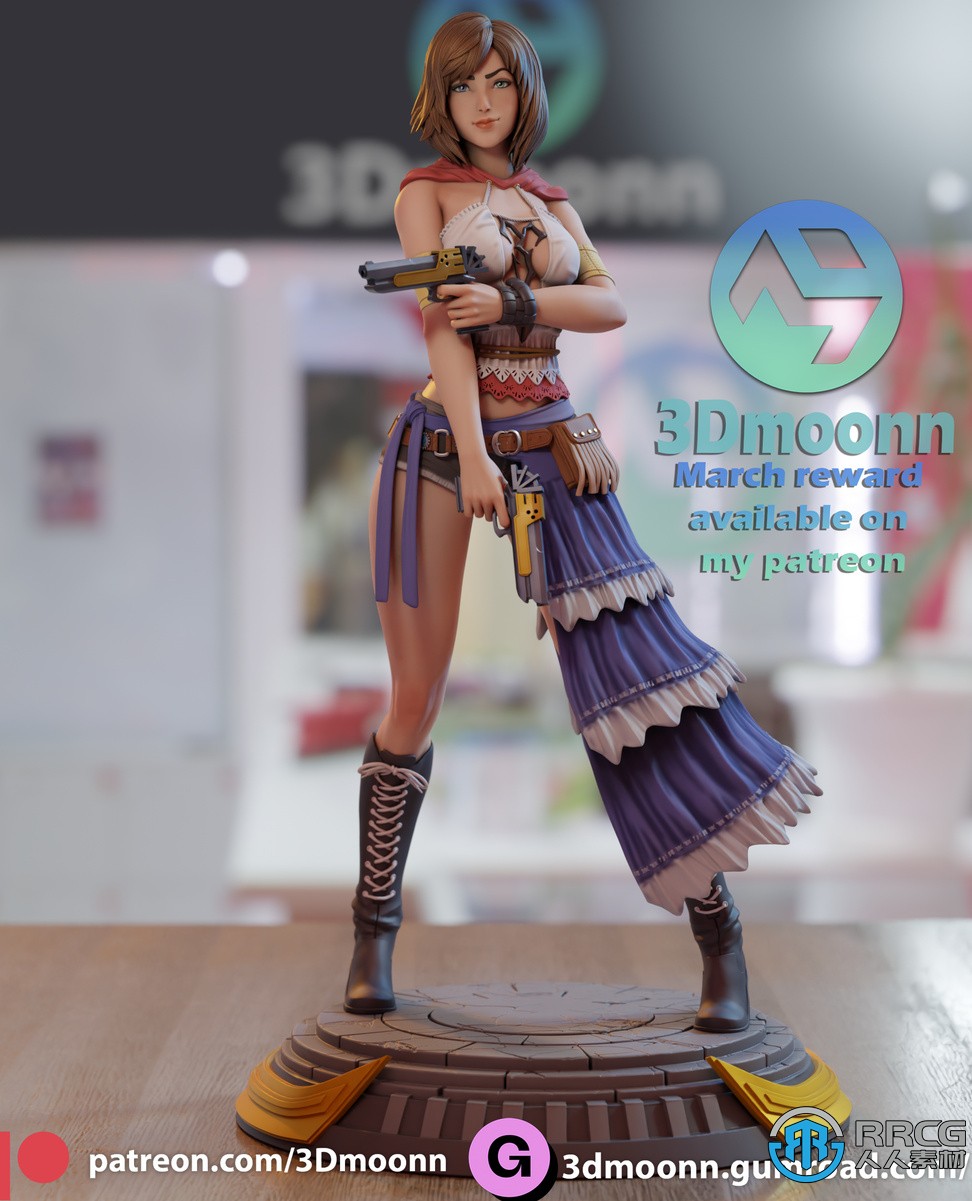 尤娜最终幻想游戏角色Yuna雕塑3D打印模型