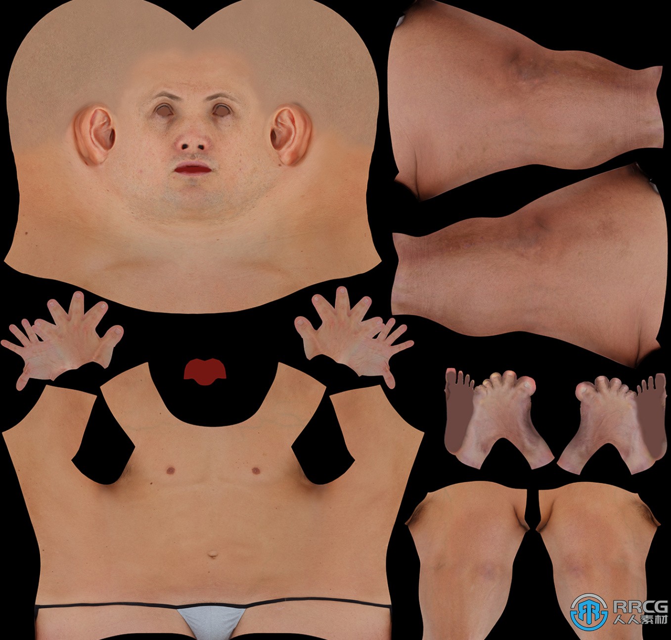 高精度男性人体3D扫描完整3D模型