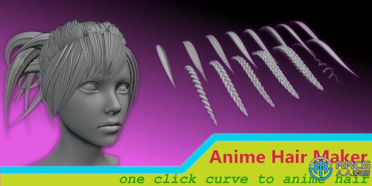 Anime Hair Maker人物角色头发制作Blender插件V1.5版