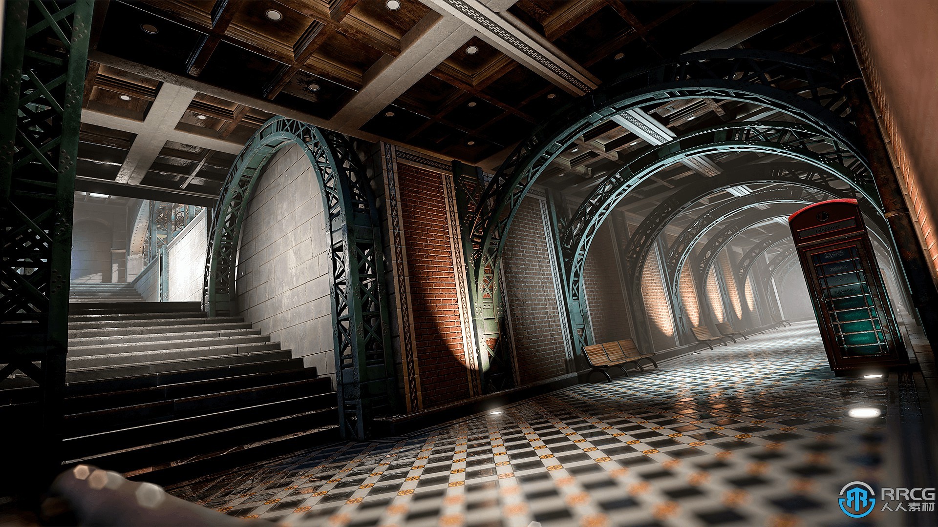 维多利亚欧式风格模块化火车站环境场景Unreal Engine游戏素材