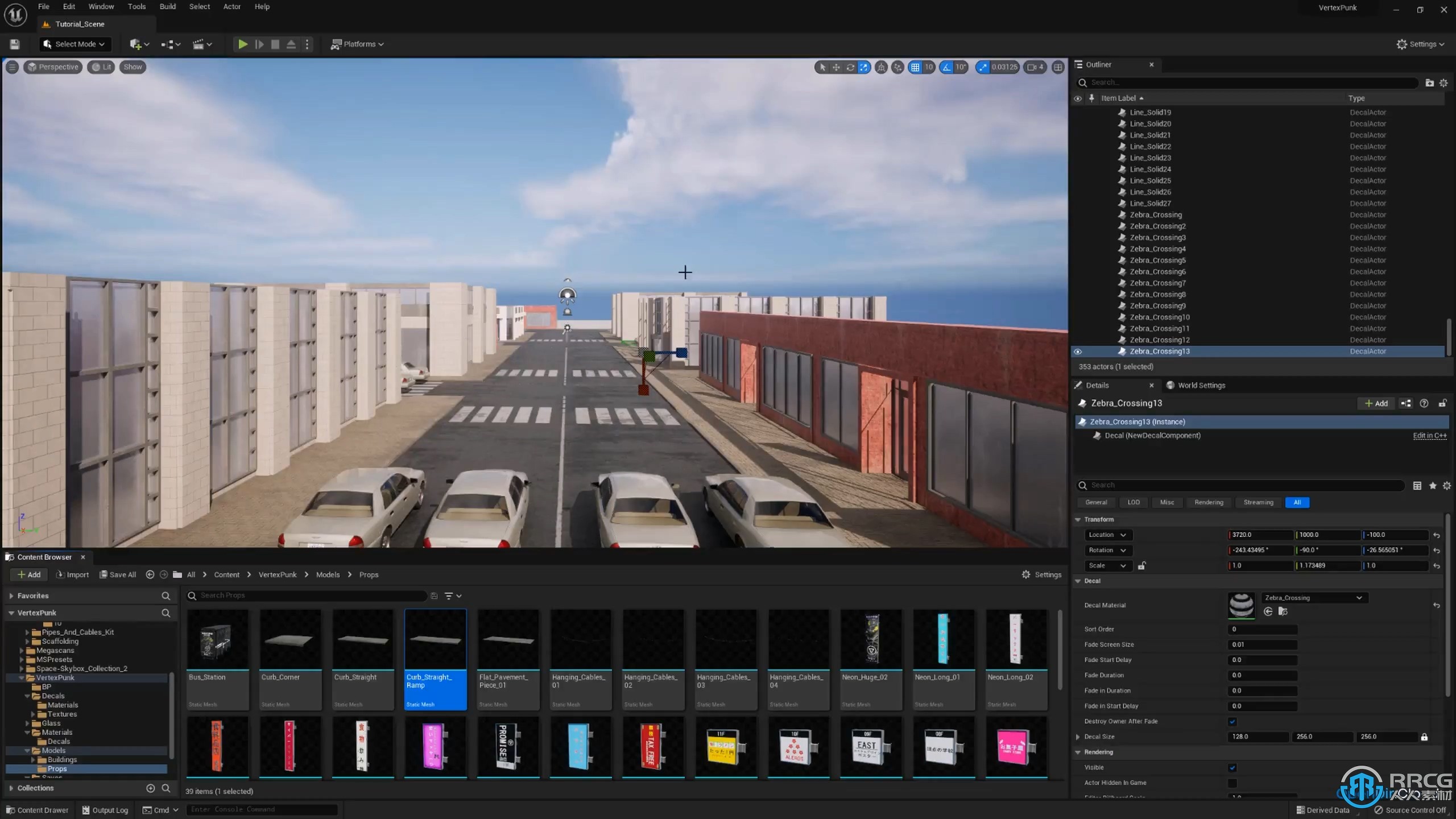 UE5虚幻引擎赛博朋克风格城市街道场景完整制作视频教程