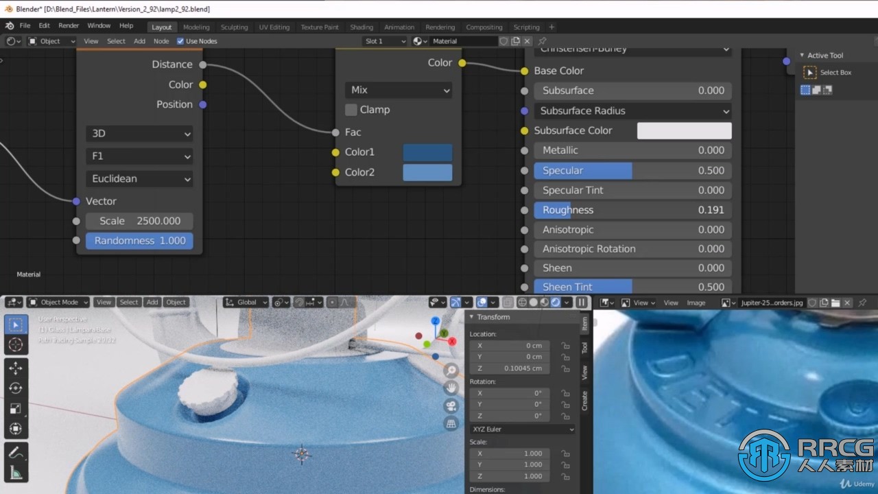 Blender逼真油灯材质制作工作流程视频教程