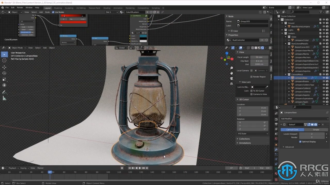 Blender逼真油灯材质制作工作流程视频教程-CG素材岛