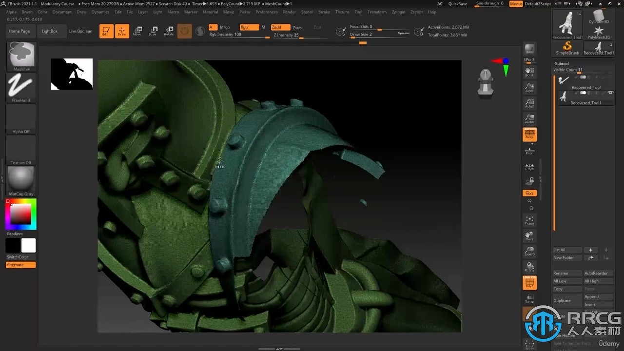 Zbrush模块化雕刻角色3D打印模型视频教程