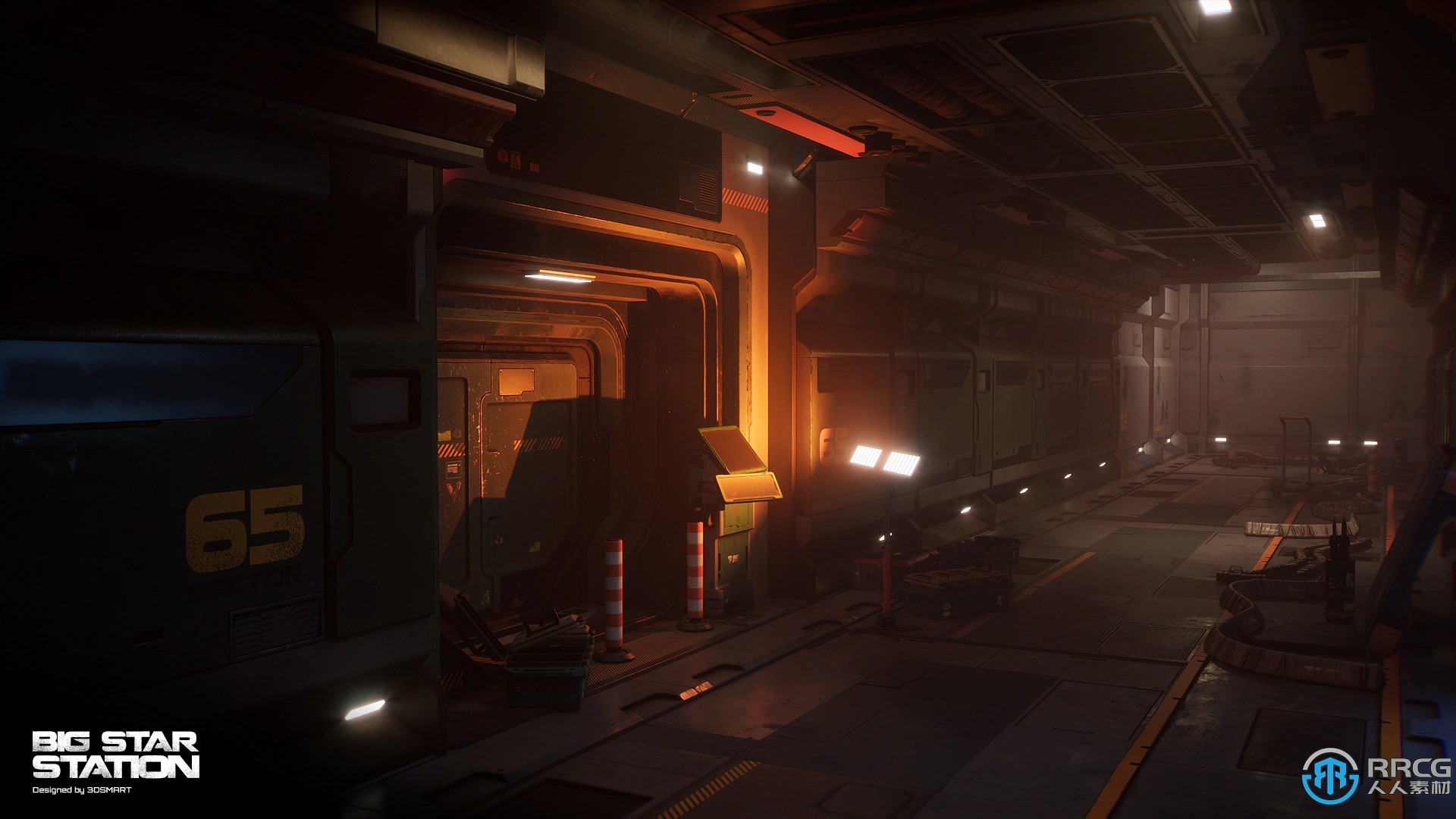 大型空间站飞船机库环境场景Unreal Engine游戏素材