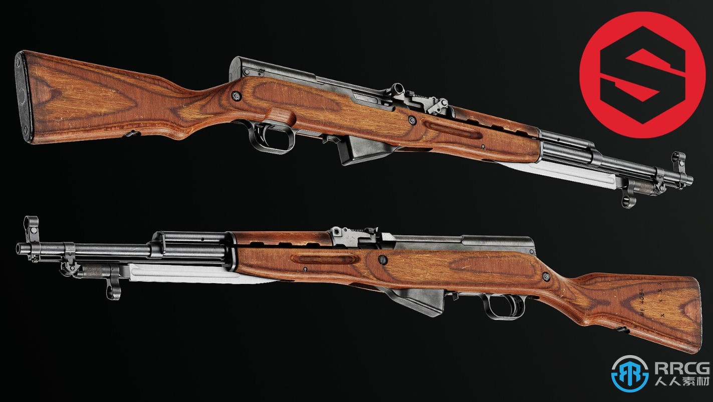 俄罗斯步枪游戏武器道具3D模型与纹理贴图
