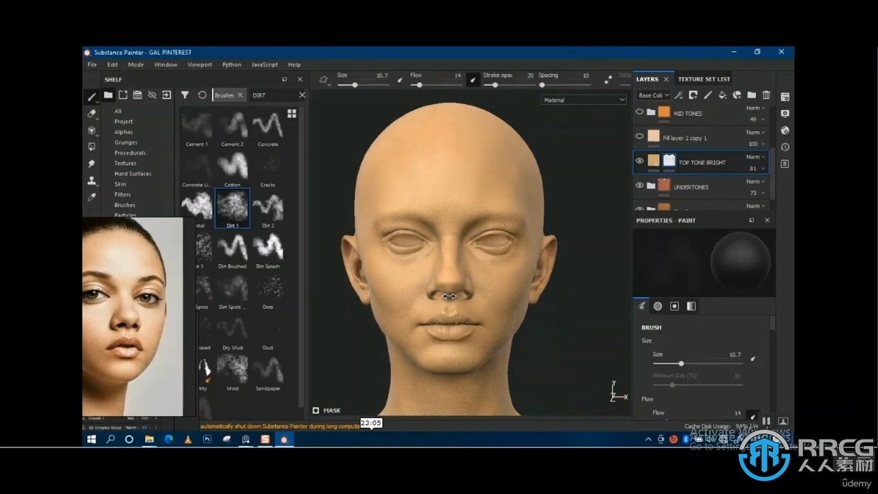 ZBrush逼真3D女性面孔雕刻建模渲染制作视频教程