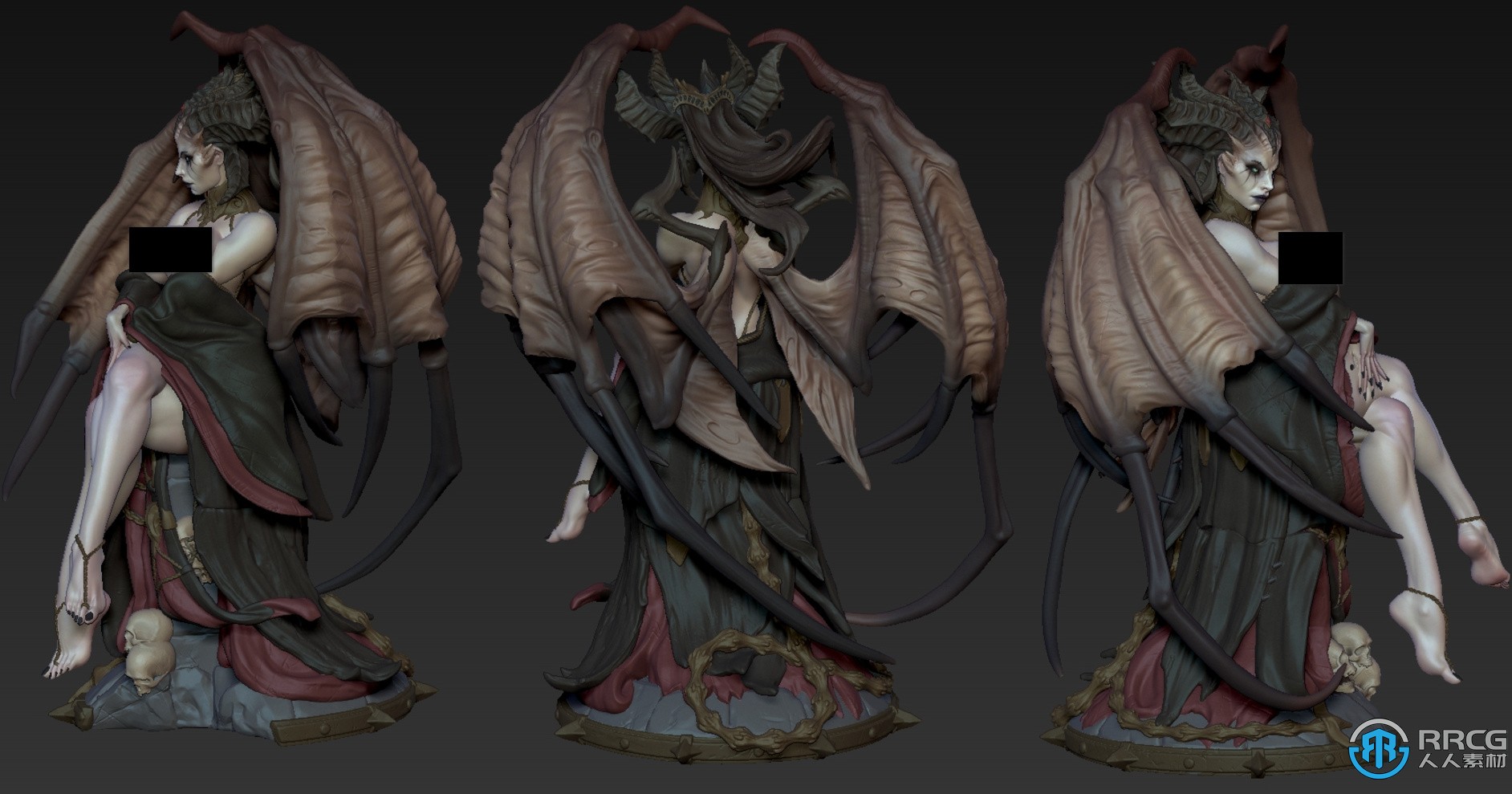 莉莉丝Lilith坐姿《暗黑破坏神4》游戏角色雕塑3D打印模型