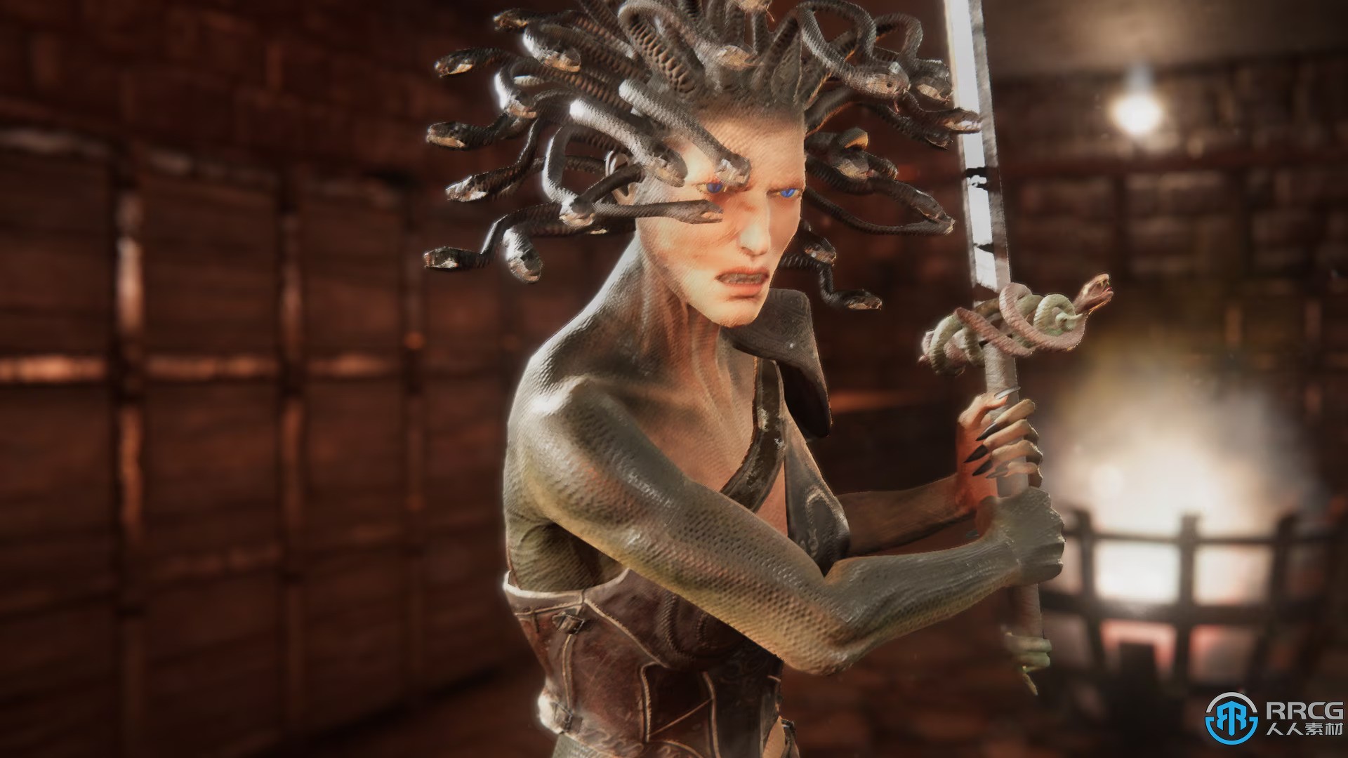 恐怖美杜莎战士角色模型动画Unreal Engine游戏素材