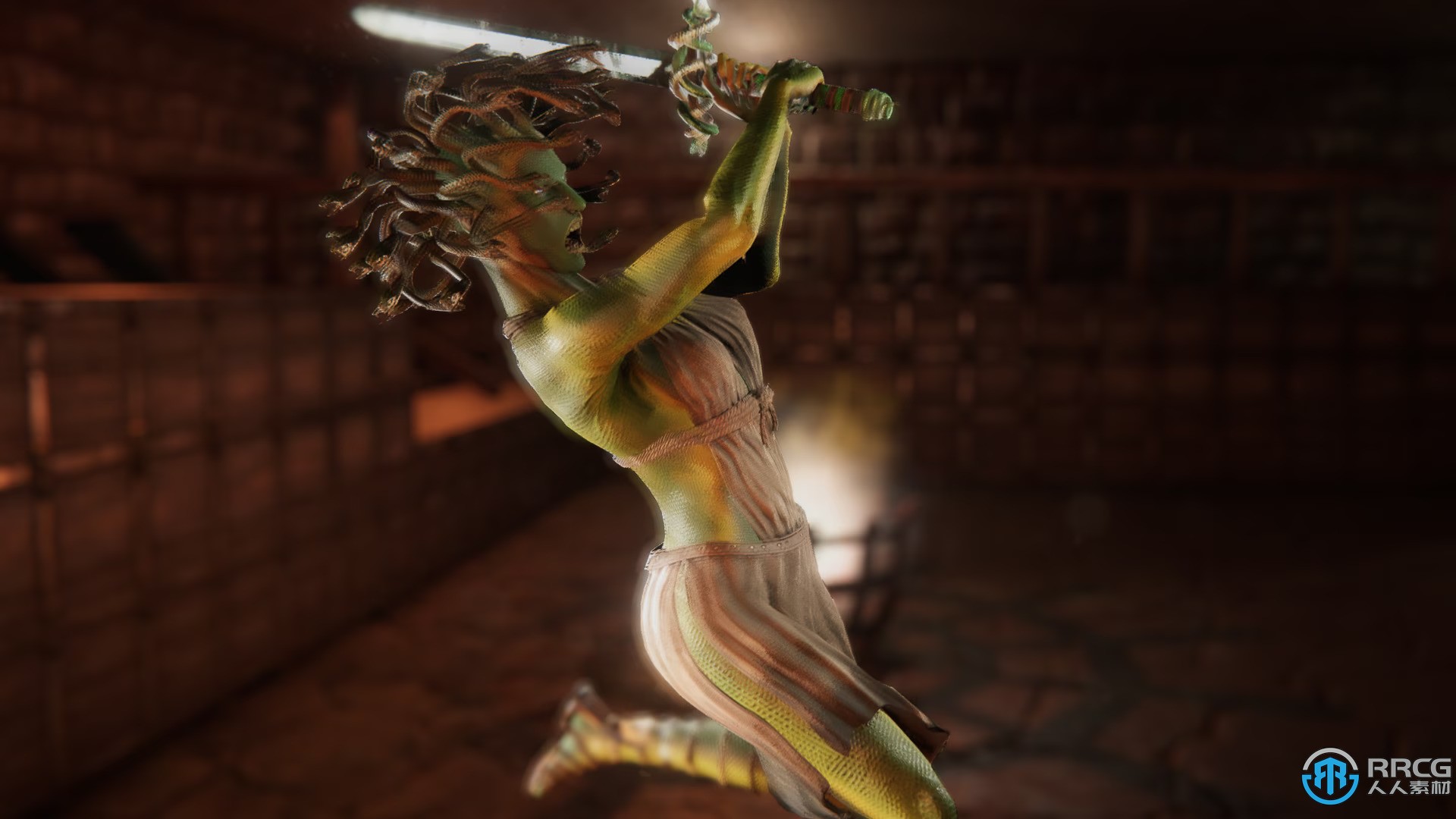 恐怖美杜莎战士角色模型动画Unreal Engine游戏素材