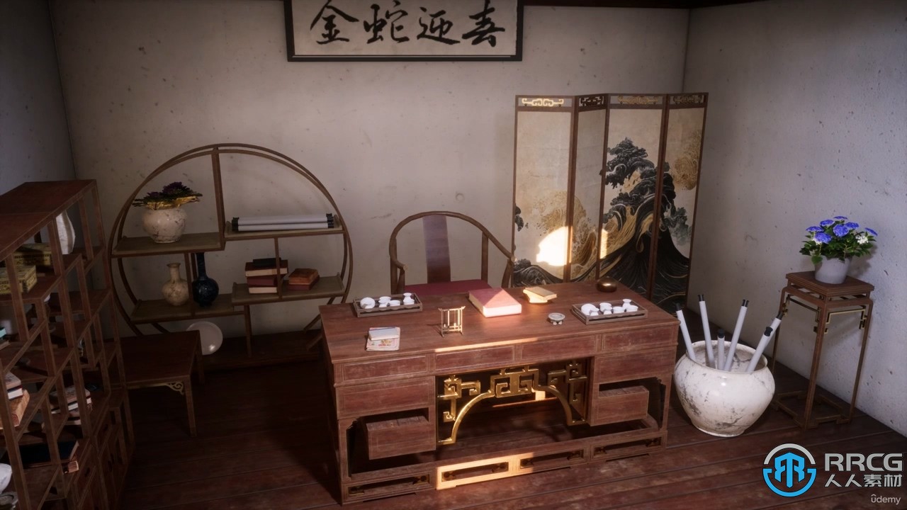 UE5虚幻引擎传统中国房间环境场景完整实例制作流程视频教程