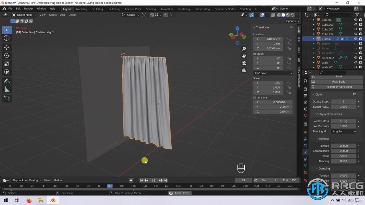 Blender起居室卧室场景室内可视化制作视频教程