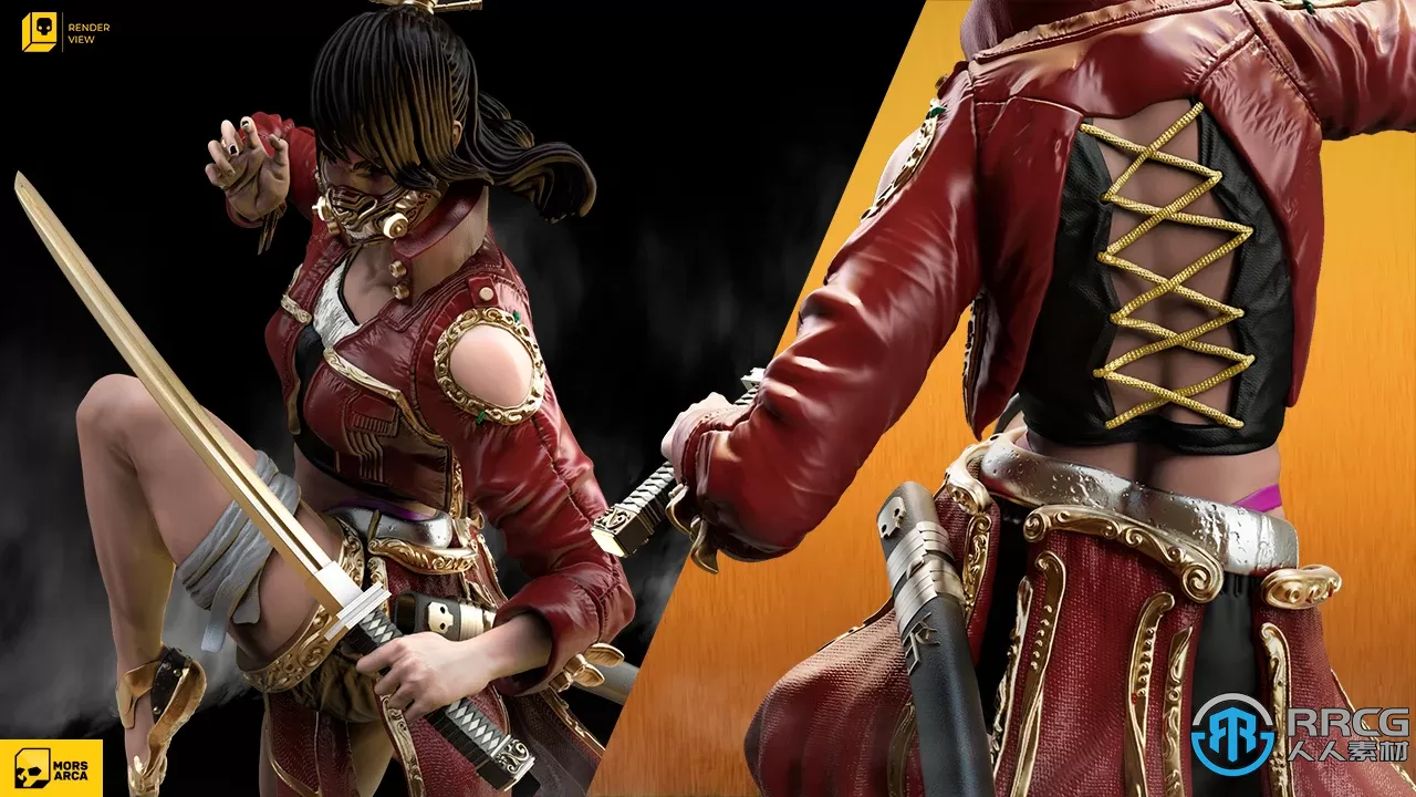 女武士剑客角色雕塑3D打印模型